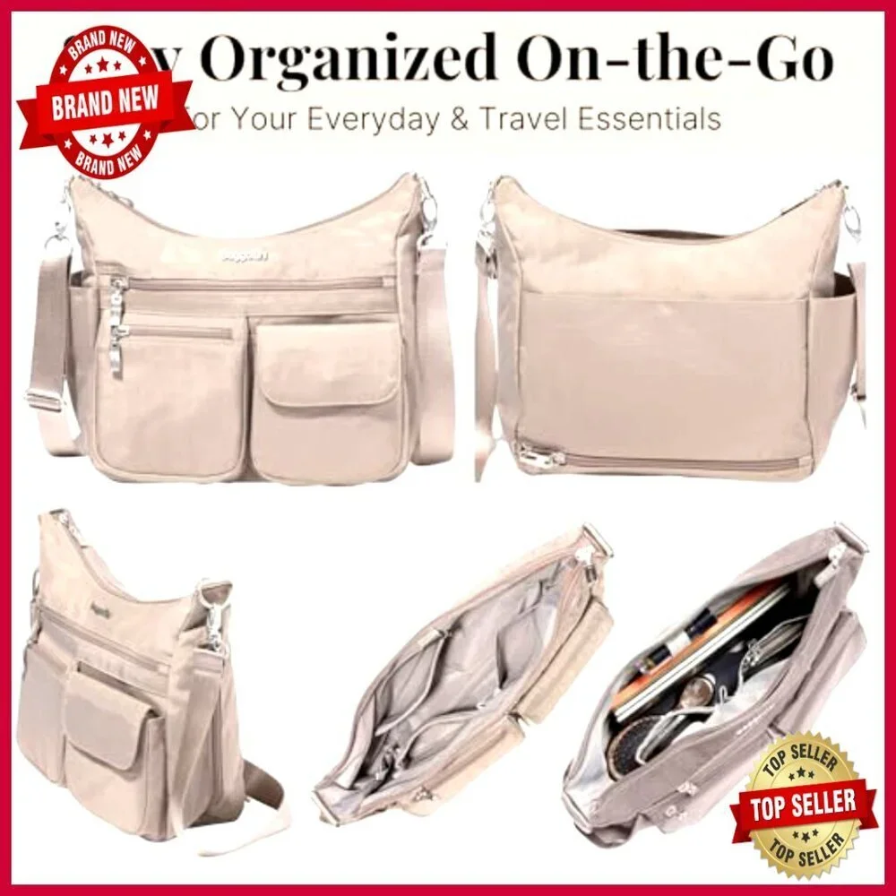 Modern Crossbody Hobo Bag RFID Blocking Water Resistant 11x9x4.5